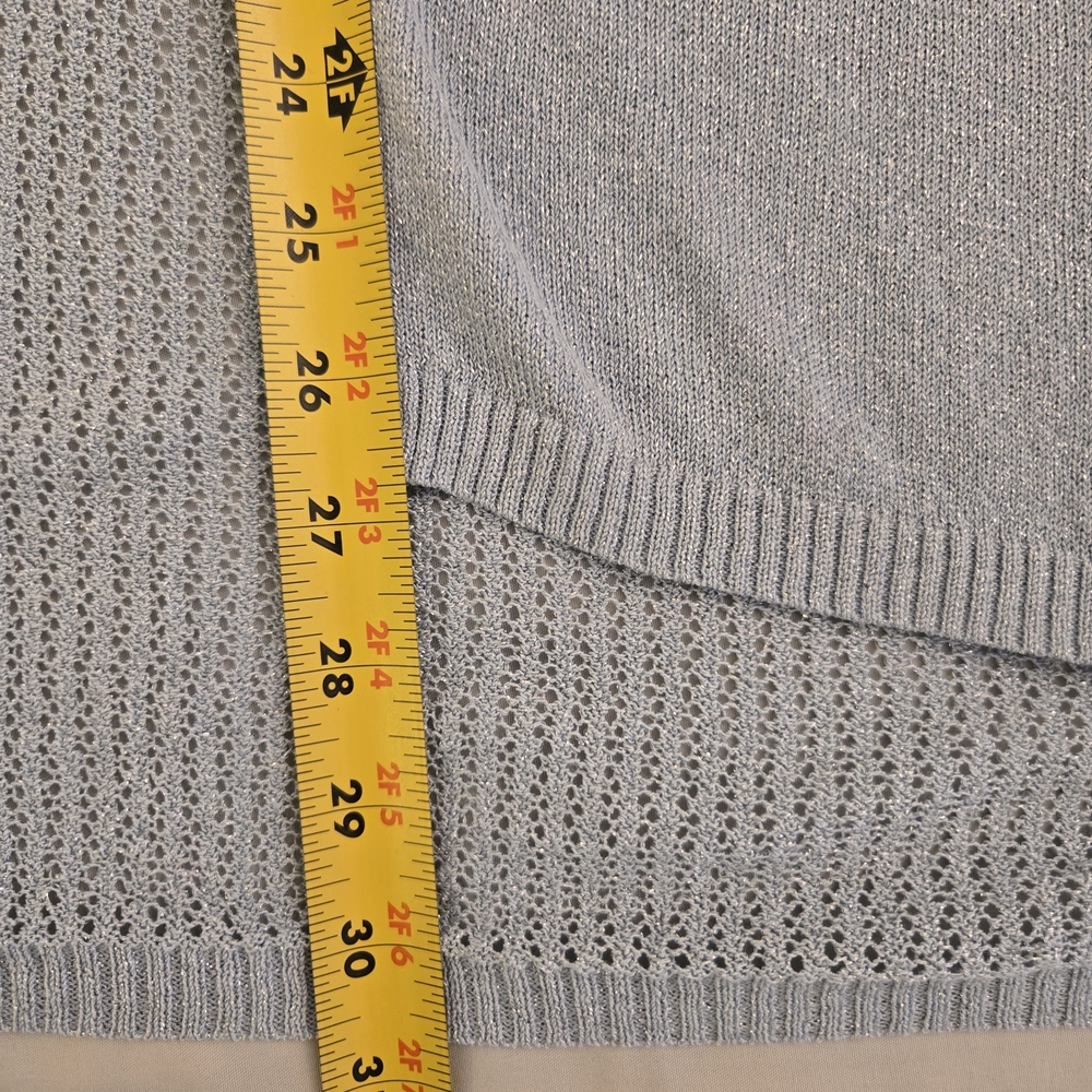 Chicos Travelers Light Blue, Slight Metallic Open-Front Cardigan-Size 3/ X Large - Picture 11 of 13
